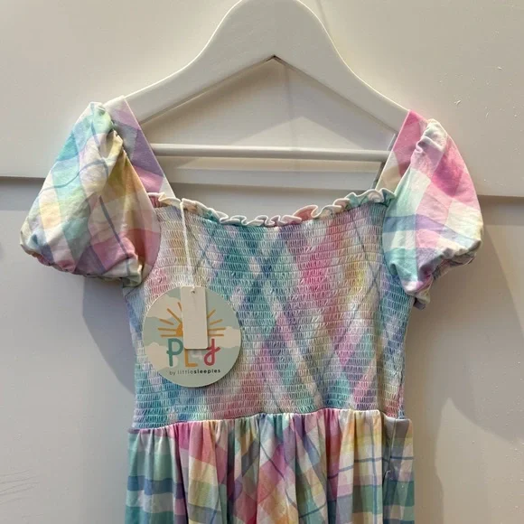 Colorful Plaid Kids Dress Little Sleepies - Picture 2 of 3